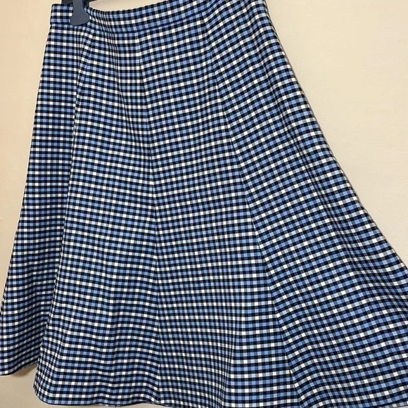 Michael Kors Collection Tattersall Stretch Wool Gabardine Flare Skirt size 14 - Picture 10 of 13